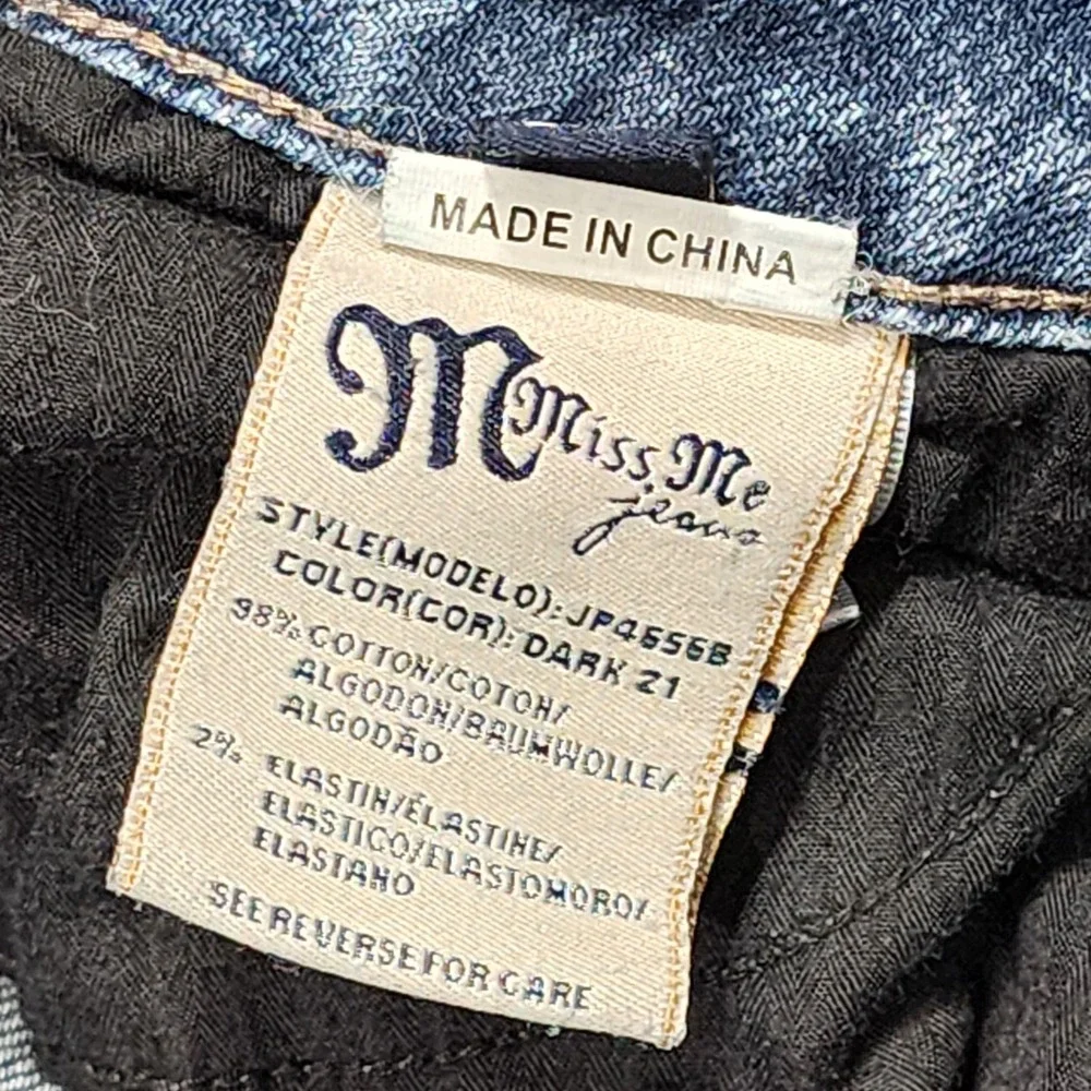 Miss Me Bootcut Jeans Women 27 Blue Embellished Pocket JP4556B Y2K